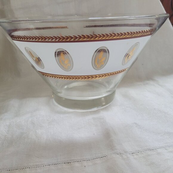 Vintage Anchor Hocking Golden Wheat Clear Glass Salad Serving Bowl - Picture 1 of 6
